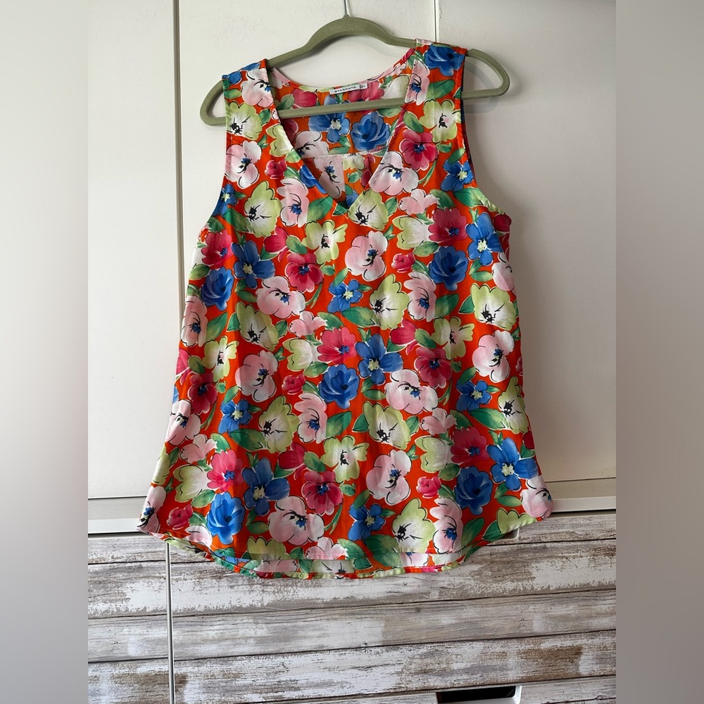 🌺🧡 Staccato Floral Sleeveless Tank Top Large